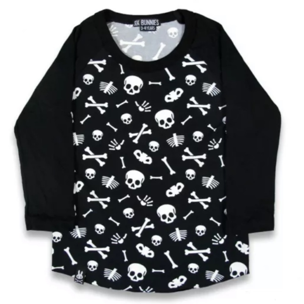 Six Bunnies Skulls Kids Tee Toddler Raglan Shirt